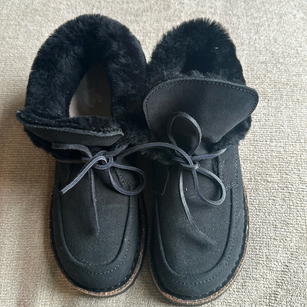 Black Shearling Birkenstocks